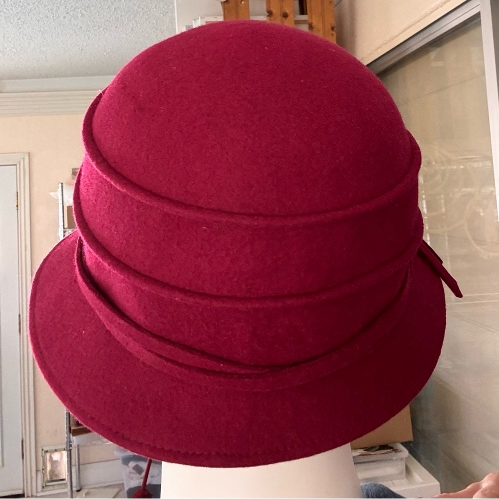 Nordstrom 100% wool burgundy cranberry maroon women’s hat - Picture 5 of 9